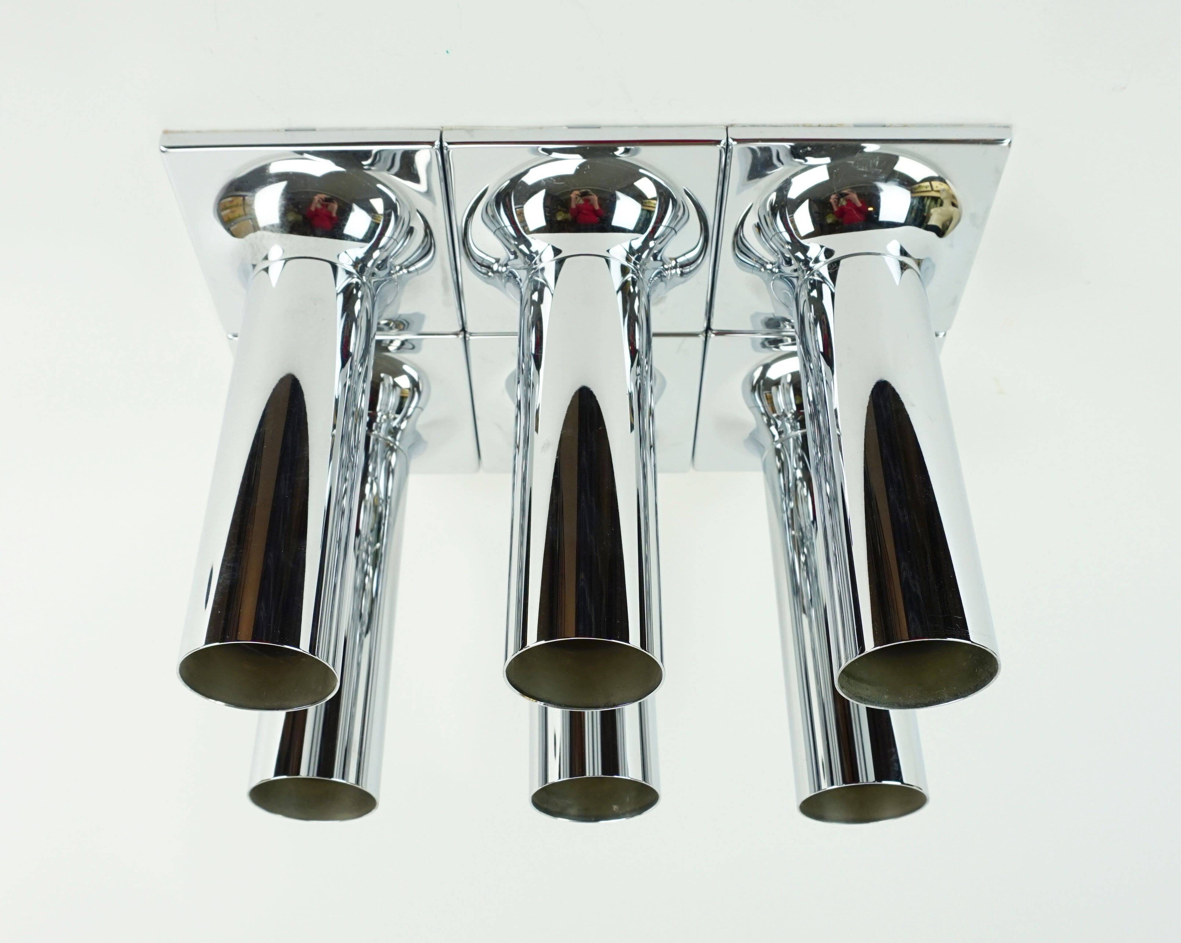 Staff chrome plated ceiling light a248 design rolf krüger 1960s 6 available