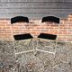 2 Antique Brass & Black Velvet Folding Chairs