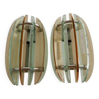 Pair of Murano glass wall sconces from the 1970s.