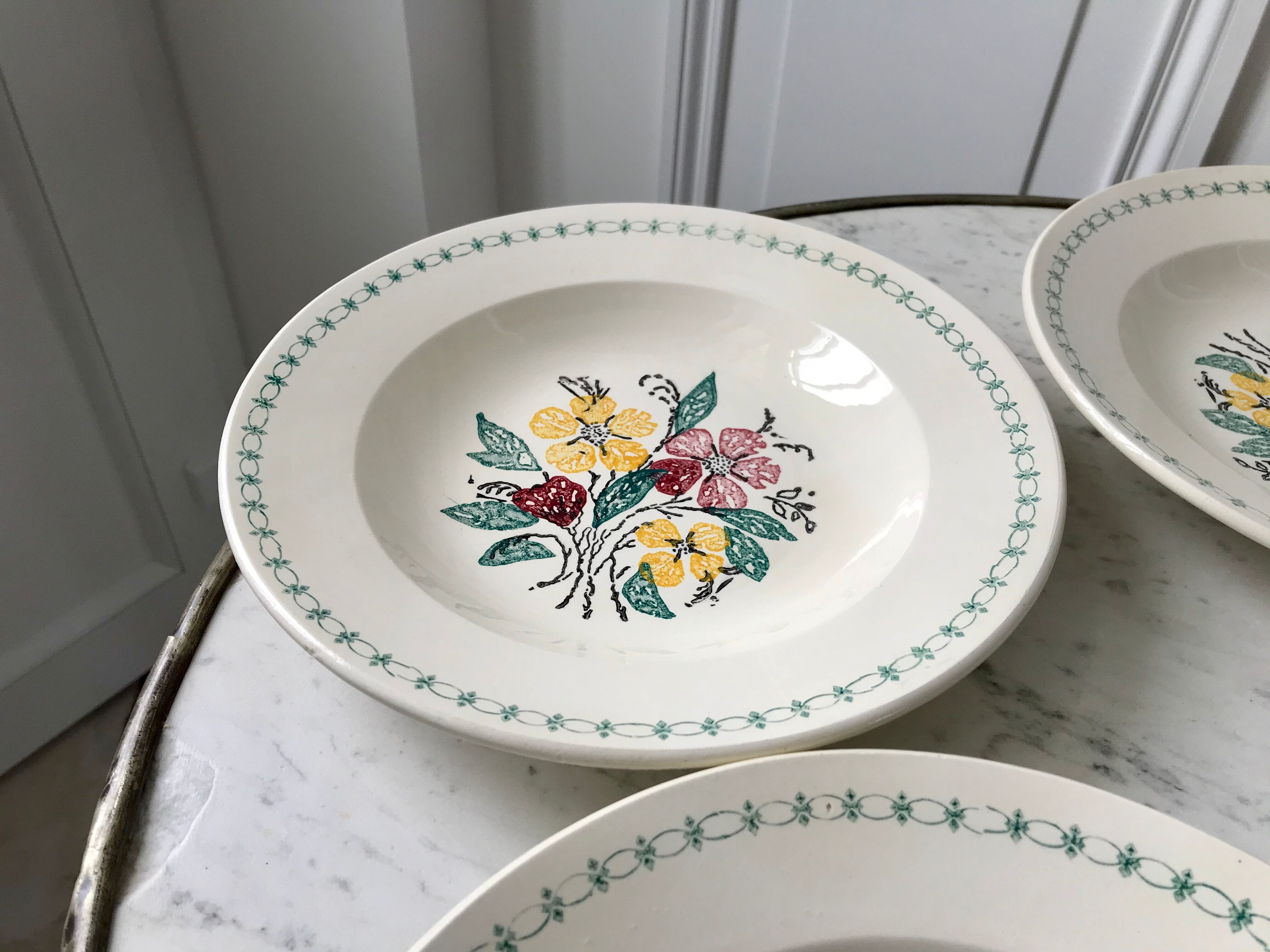 Set of 4 hollow plates Digoin Sarreguemines