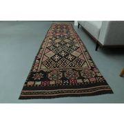 1970s Vintage Turkish Oushak Handmade Wool Cotton Pink Runner Rug 85x377