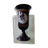 Vase sur piédestal vintage bleu cobalt et doré – C. fiorentino, Italie