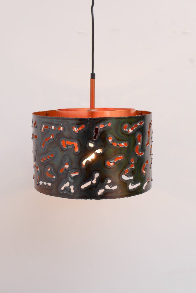 Brutalist copper pendant lamp from Boréns, 1970s
