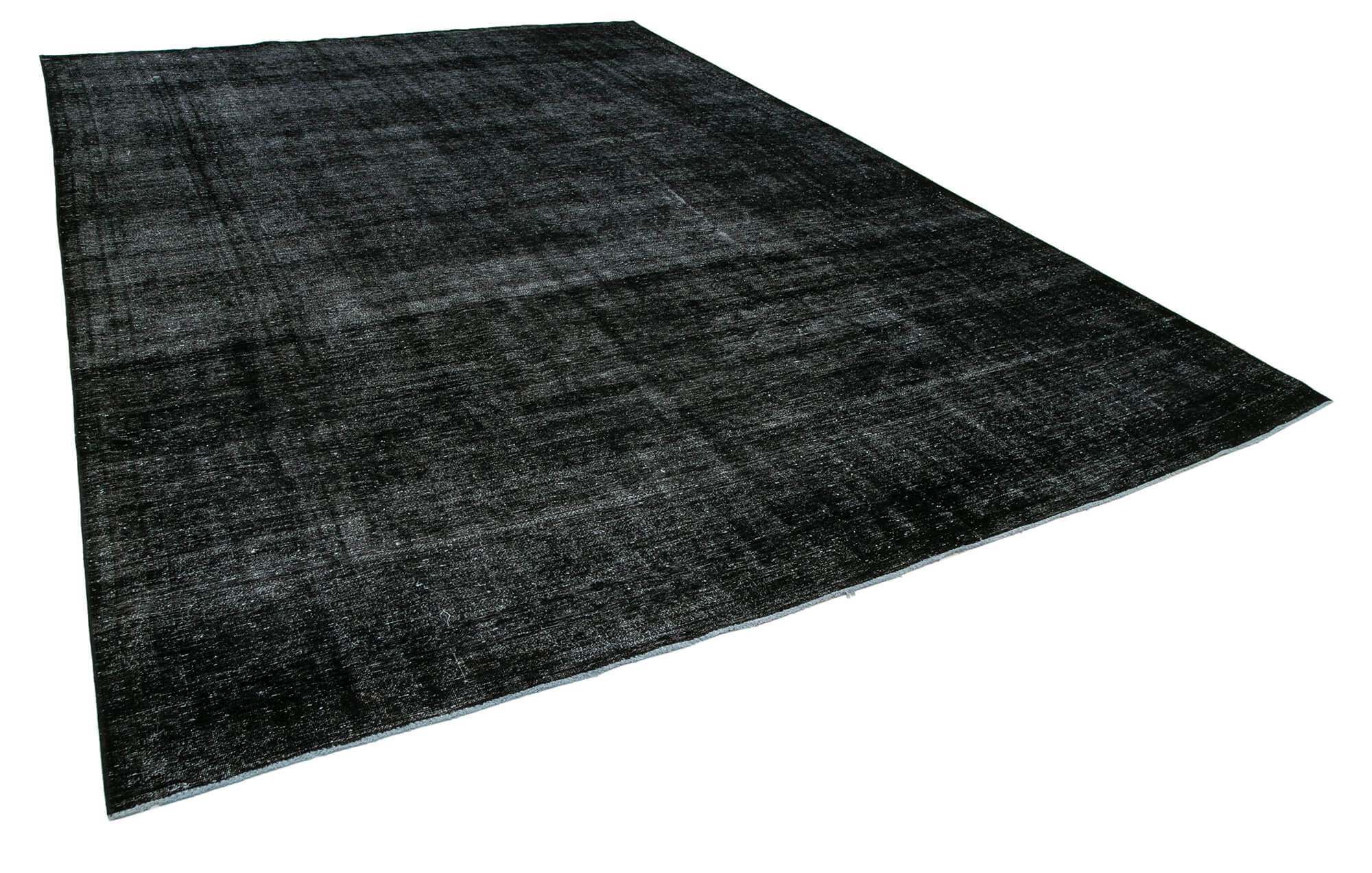Hand-knotted oriental overdyed 290 cm x 405 cm black wool carpet