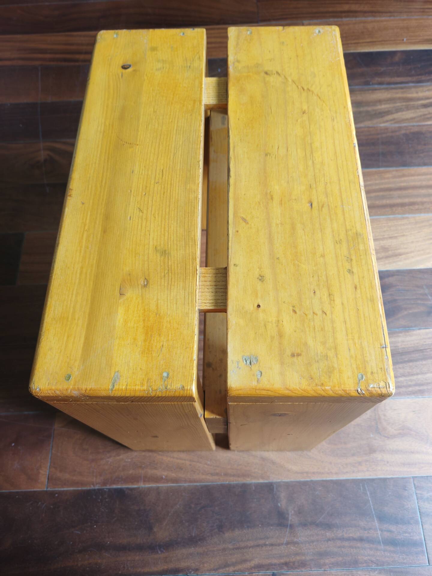 1 solid pine stool by Charlotte Perriand, Les Arcs, France.