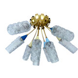 plafonnier lampe vintage, annees 50, verre laiton, bleu beige or