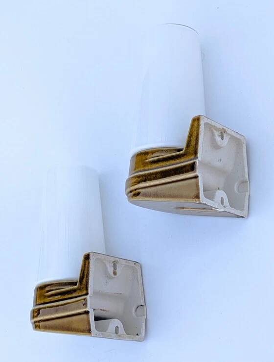 Pair of wall sconces "Bernadotte" model 6080 in ochre porcelain by Sigvard Bernadotte for Ifö - 1960