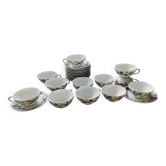 12 Tasses et soucoupes + sucrière+ pot à lait porcelaine de France limoges décor Tuileries