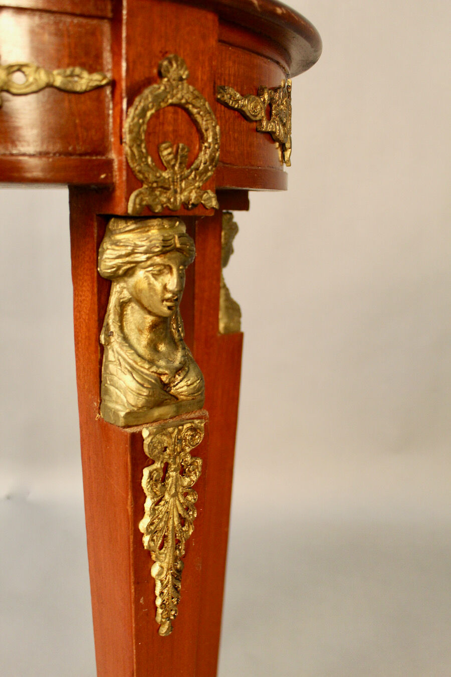 Empire style pedestal table with green marble