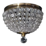 Empire style ceiling lamp with crystal beads and brass frame