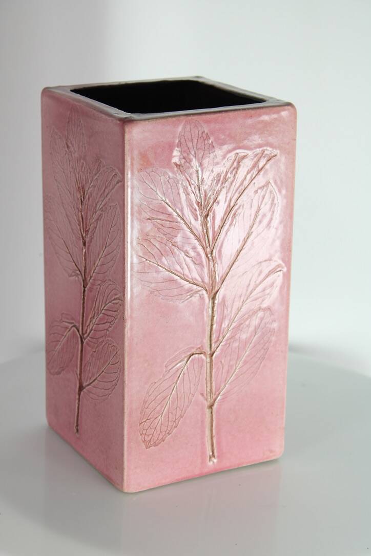 Vase Vallauris ceramic Leduc herbarium vintage pink 1960