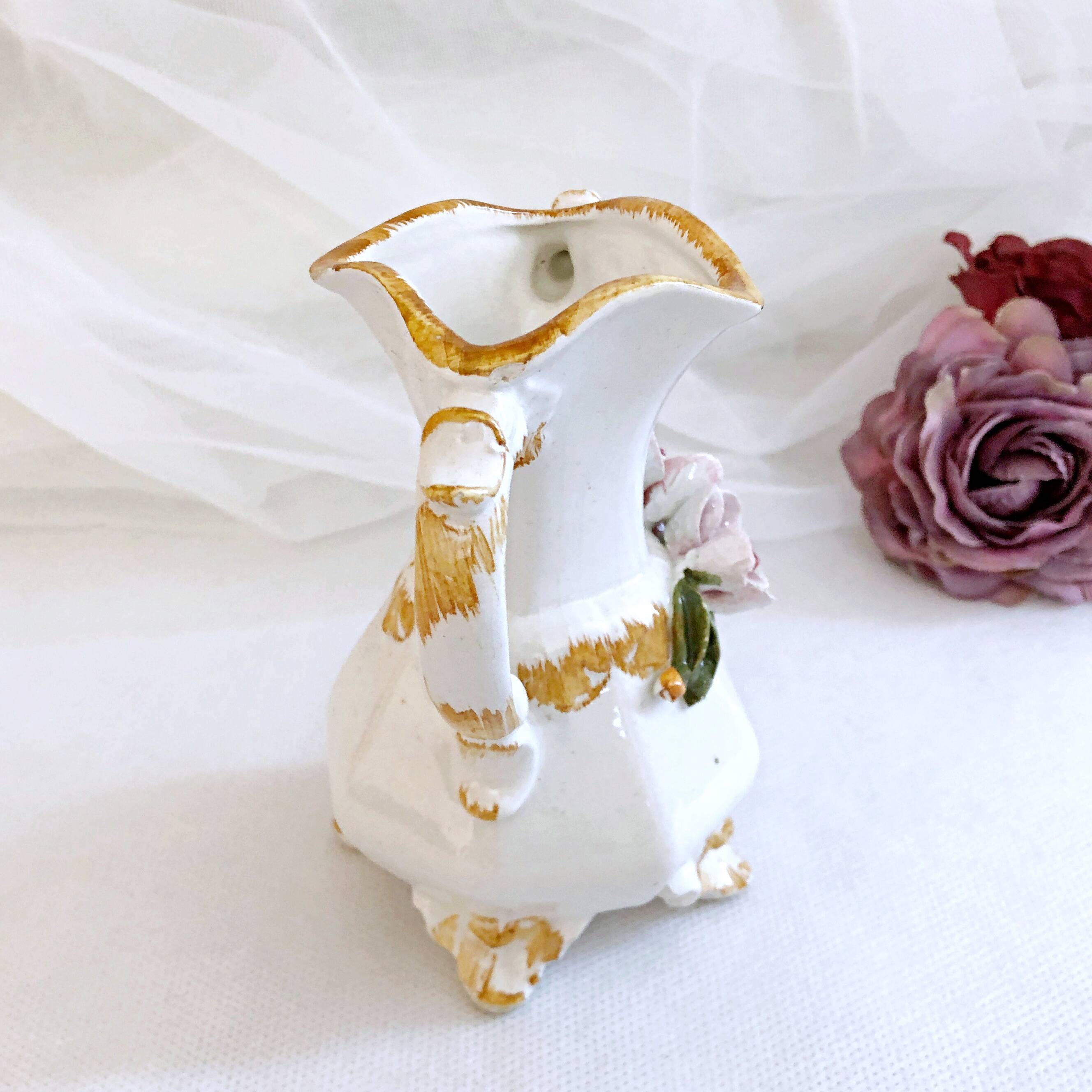 Amphora-shaped earthenware vase with floral slip BASSANO Italy