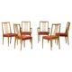 Set of six carved walnut dining chairs, Italy, 1955