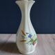 Vintage White Broken Ceramic Vase with Floral Pattern, Ribbed Vase