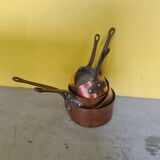 Vintage french 5 piece copper cookware set, from the 1950/60