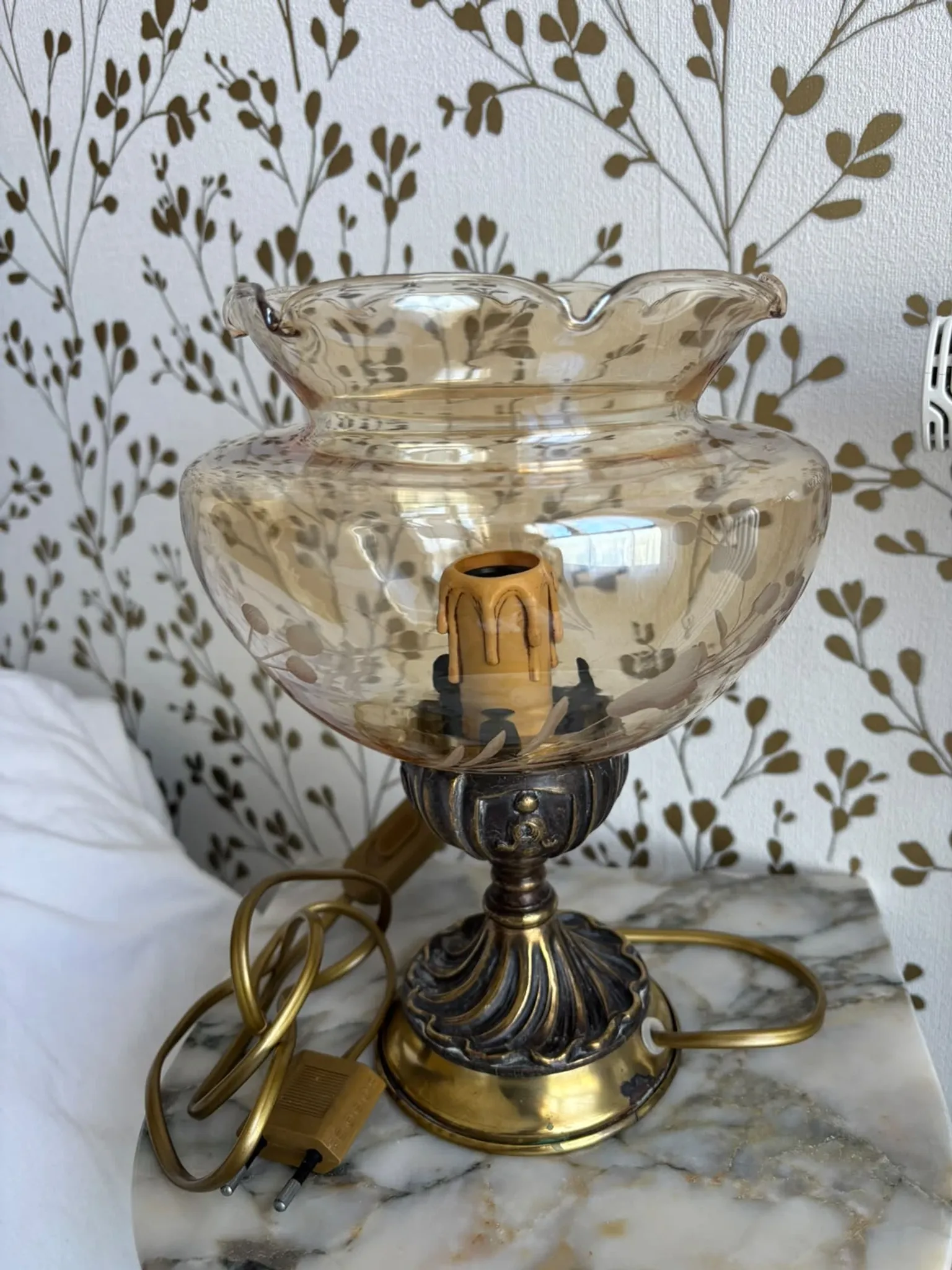 Pair of vintage Targetti bedside lamps - Candle bulb night lights