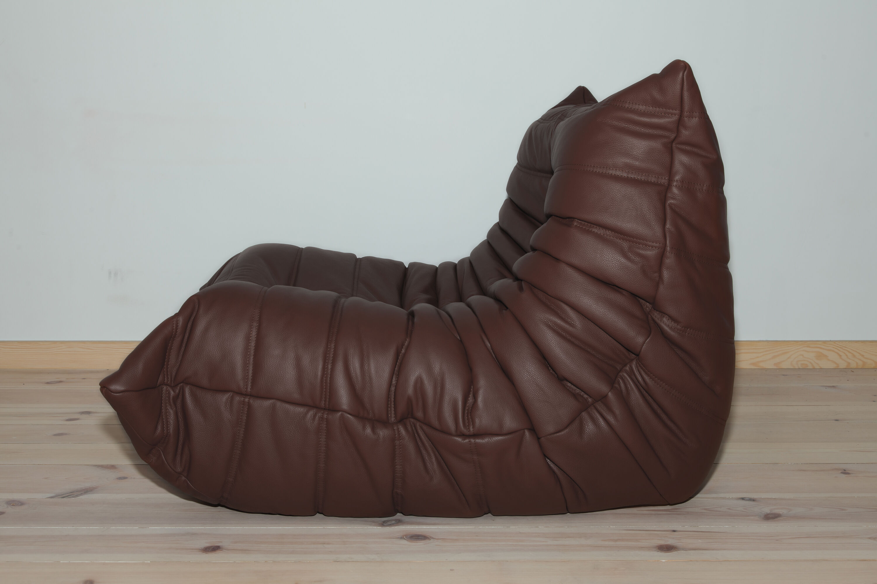 Togo armchair in brown madras leather model designed by Michel Ducaroy 1973