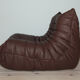 Togo armchair in brown madras leather model designed by Michel Ducaroy 1973