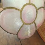 Suspension in pink mother-of-pearl and brass