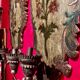 18th Century Rococo Venetian Polychrome and Mecca Lacquered Wooden Wall Sconces with Iron Arms, Set of 2