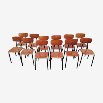 Lot de 12 chaises d'école hollandaise et métal - adulte