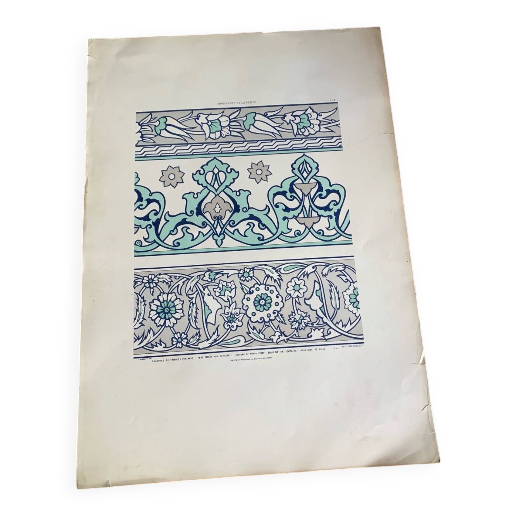 Lithographie ancienne orientale - Ornements de la Perse