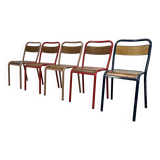 5 industrial style metal chairs, vintage