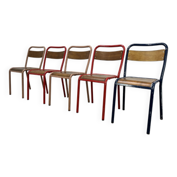5 chaises métal style industriel, vintage