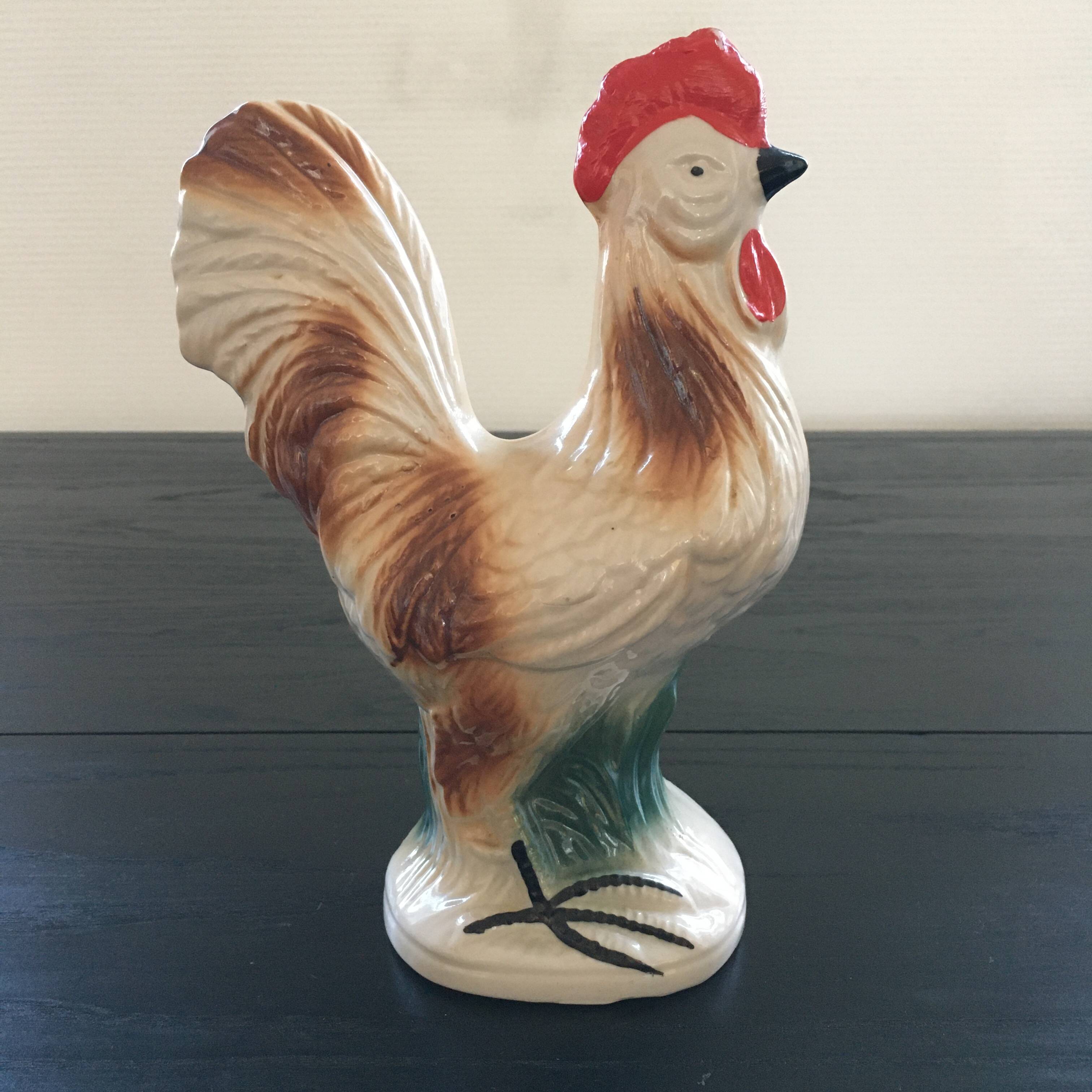Multicolored ceramic rooster