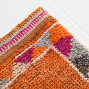 Tapis Kilim Vintage Orange et Rose, Motifs Géométriques, 77x326 Cm