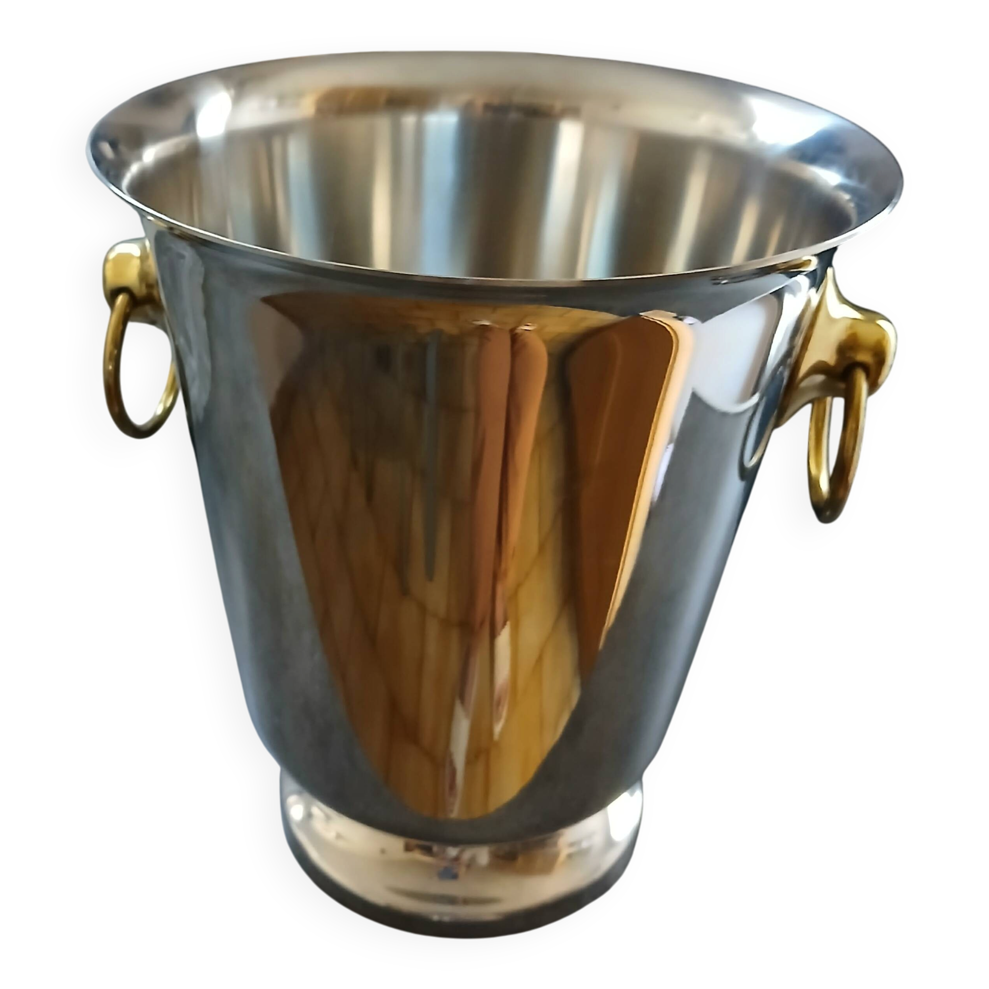 Vintage stainless steel and brass champagne bucket - Létang & Rémy