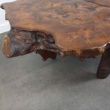 Brutalist coffee table in elm burl