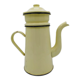 Old coffee maker in pastel yellow and black enamelled sheet metal