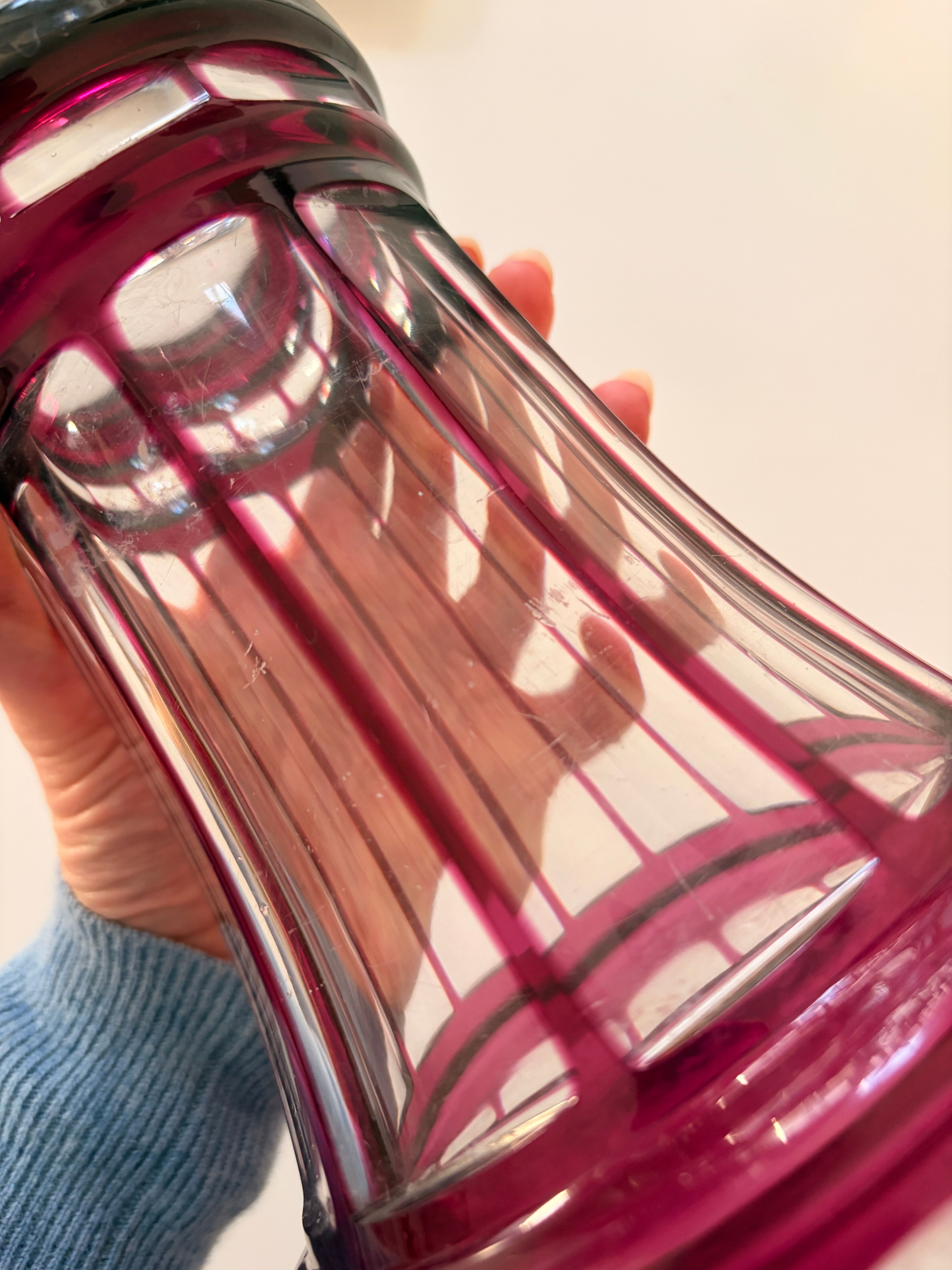 Baccarat vase in dark pink crystal