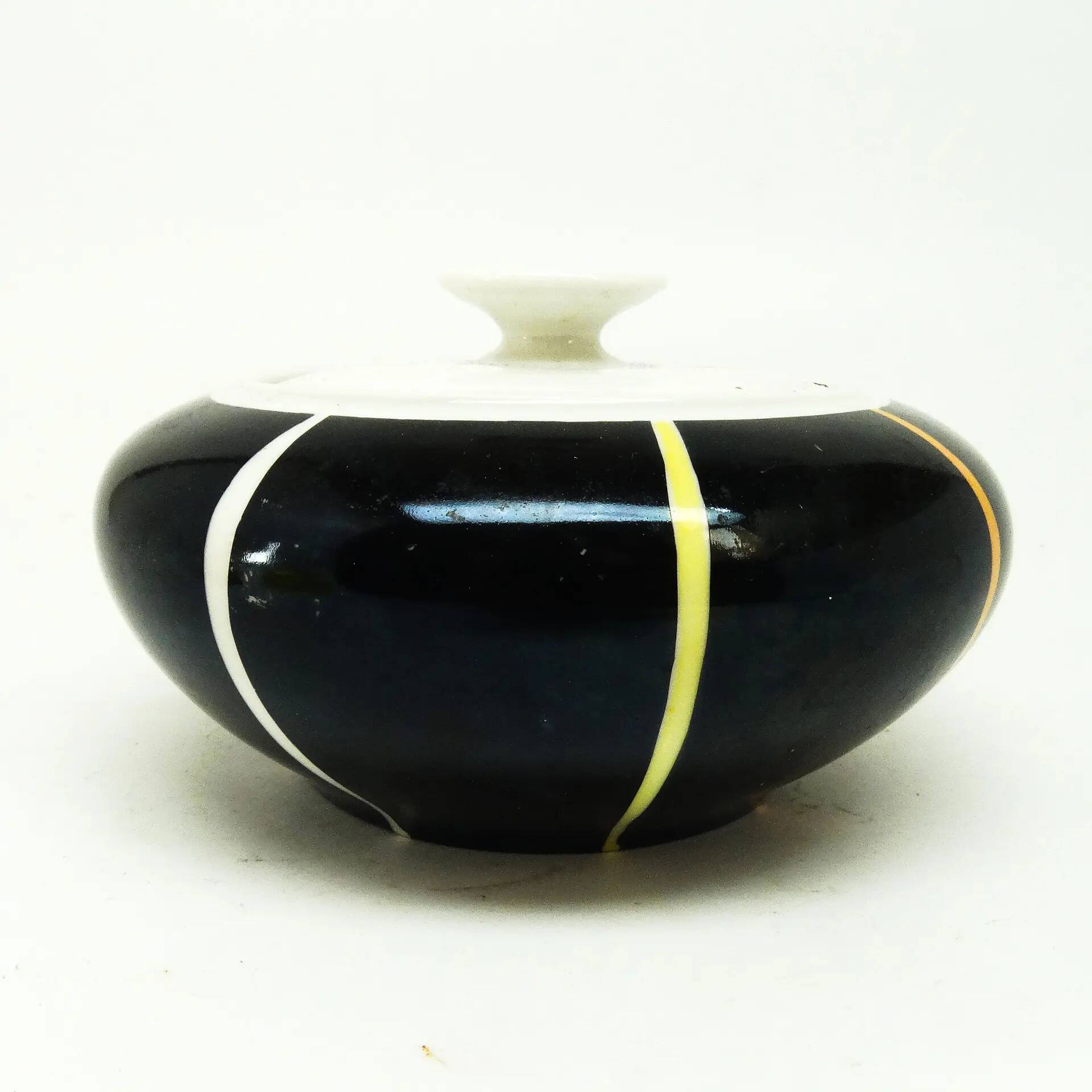Sugar bowl, Art Deco, porcelain, Volksstedt, Germany, 1960s