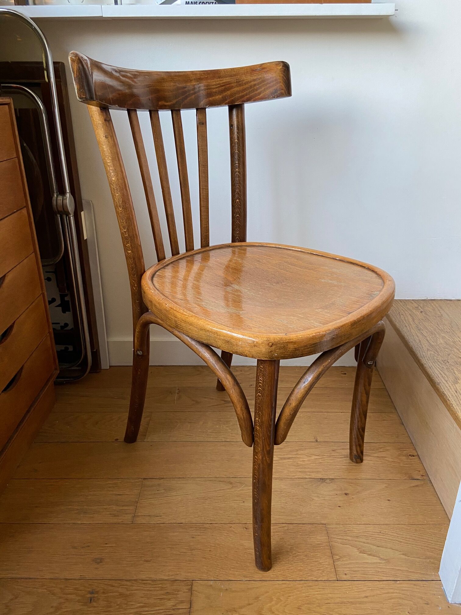 Pair of wooden bistro chairs