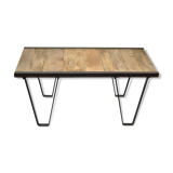 Industrial metal coffee table and solid wood