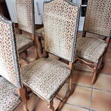 Six French Os De Mouton Style Dining Chairs in Carved Wood