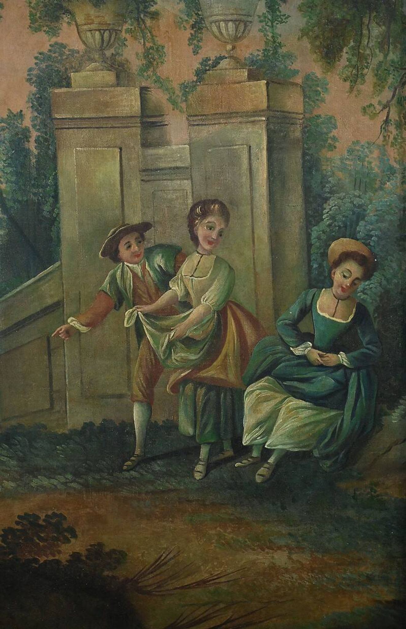 Painted wooden trumeau mirror, Louis XV style – first part of the 20th century