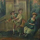 Painted wooden trumeau mirror, Louis XV style – first part of the 20th century