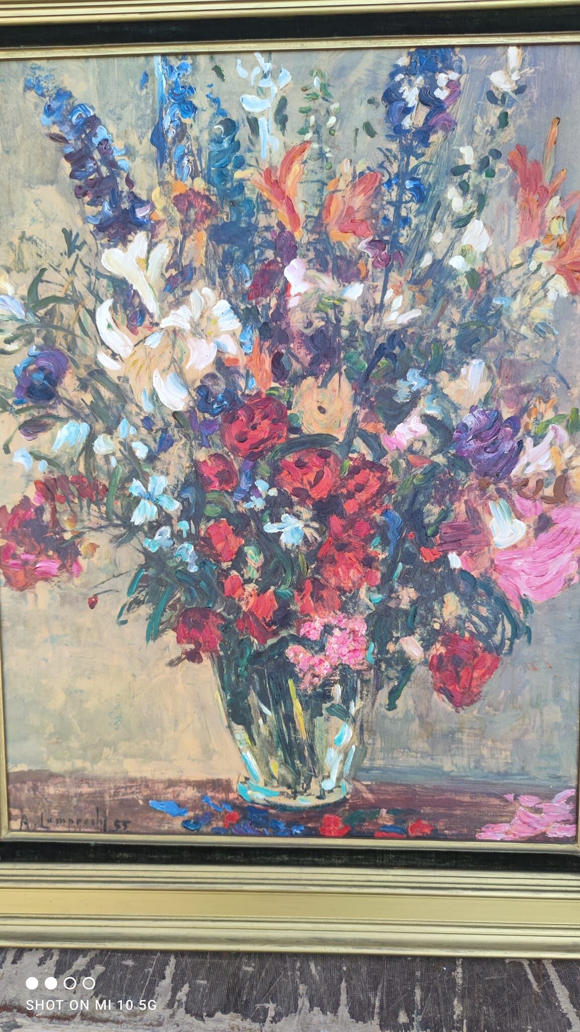 Flower Bouquet Painting by Anton Lamprecht, oil on canvas
