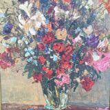 Tableau bouquet de fleurs par Anton Lamprecht huile sur toile