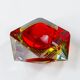 Cendrier Sommerso rouge et jaune italien par Seguso, Murano, années 1970