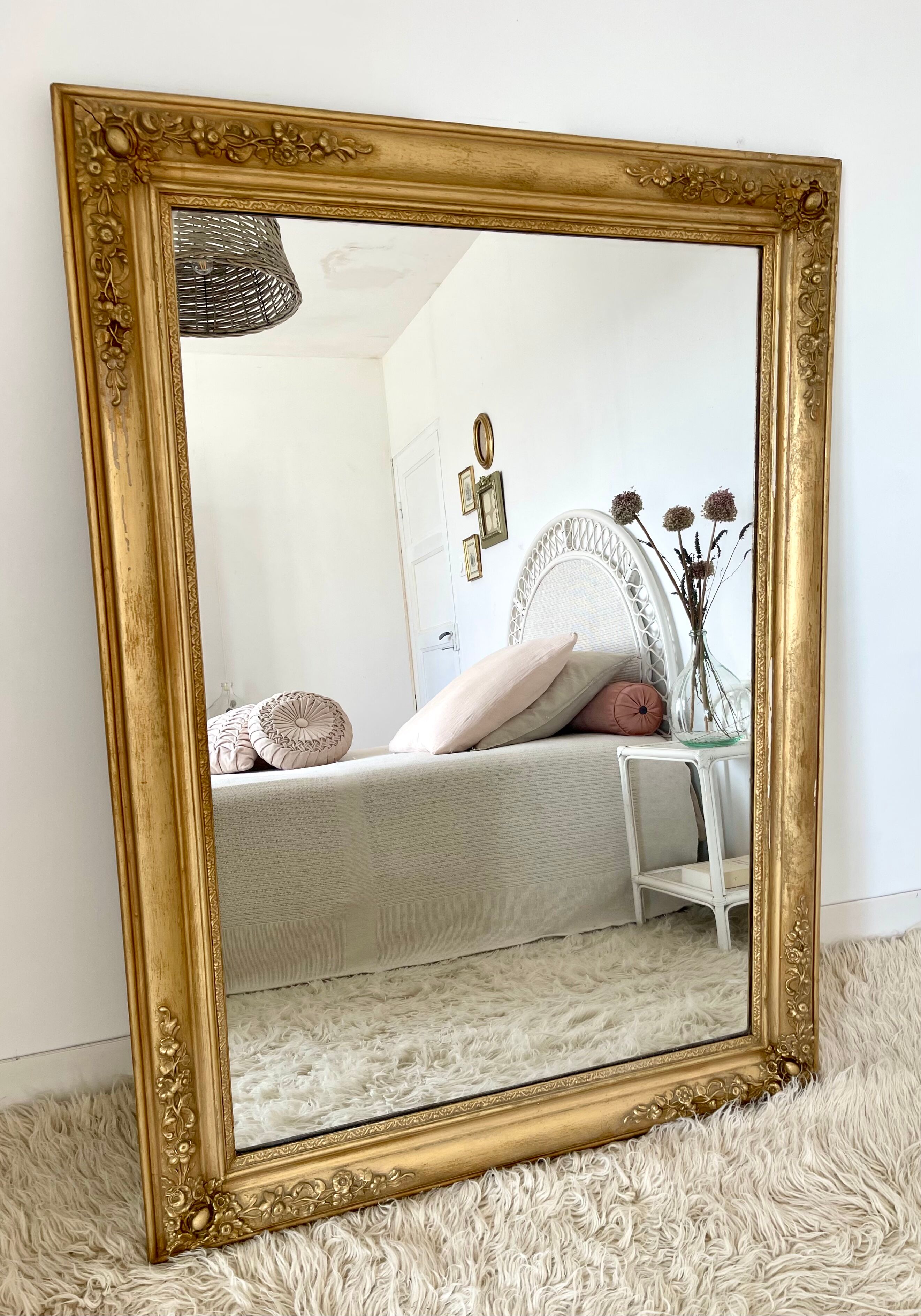 Antique gilded wooden mirror