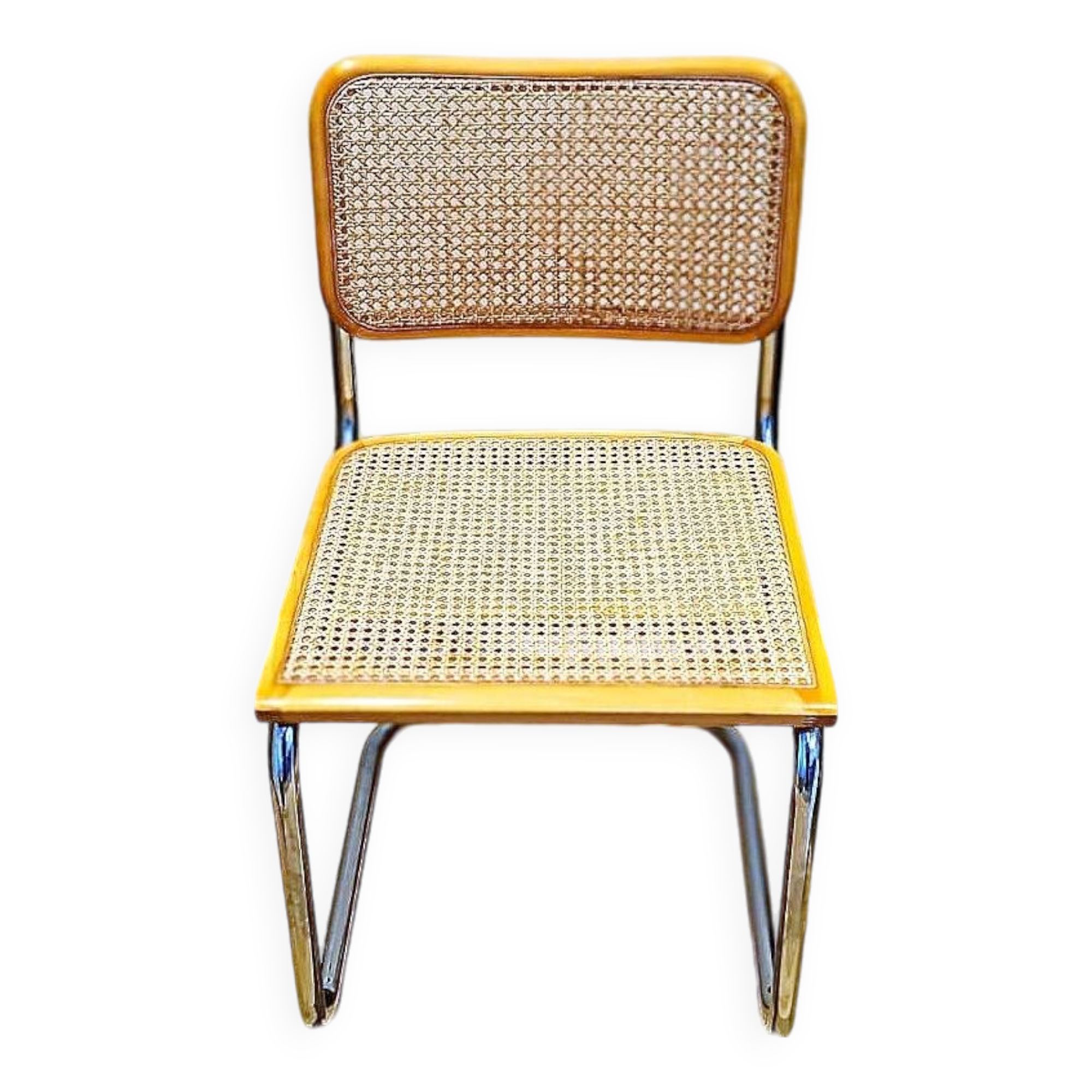 Set of 2 chairs by designer Marcel Breuer - Chromed steel - Wood (beech) - Canework