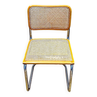 Lot de 2 chaises du designer Marcel Breuer - Acier chromé - Bois (hêtre) - Cannage