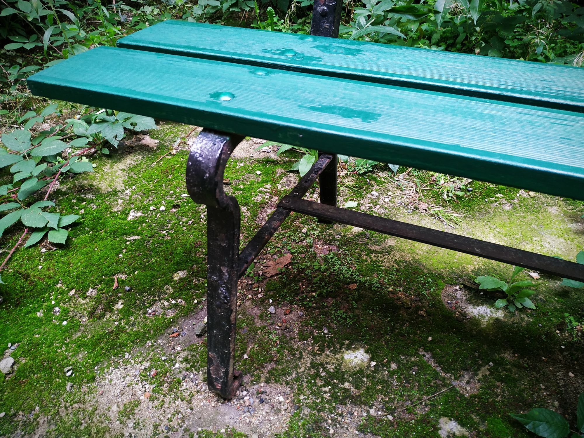 Garden bench wood and cast iron