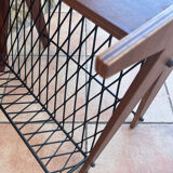 Scandinavian wood and steel magazine rack from the 60s