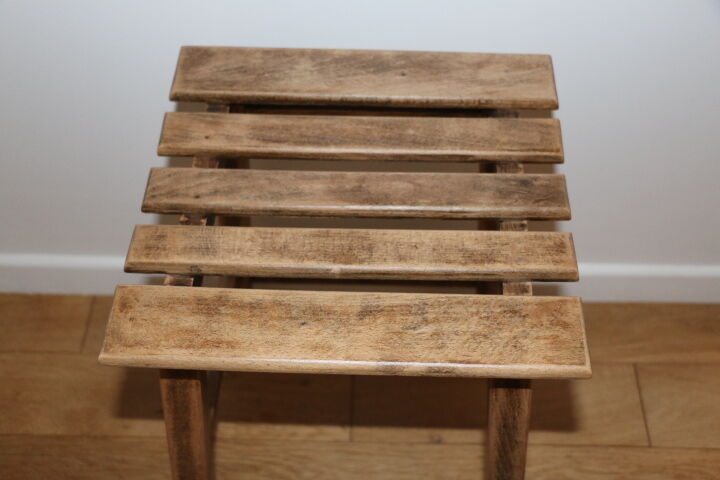 Dark oak slatted beech stool