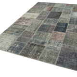 Handmade Oriental Contemporary 200 cm x 300 cm Grey Patchwork Carpet